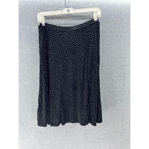 Liz & Co Liz Claiborne Womens sz XL Elastic Waist Polka Dot Black Skirt Y2K Work - Picture 3 of 8